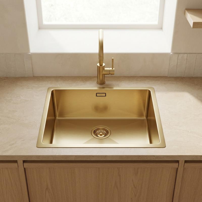 Pure.Sink Luxion Gouden spoelbak 36x40 cm onderbouw, vlakinbouw en opbouw PLX3640-60